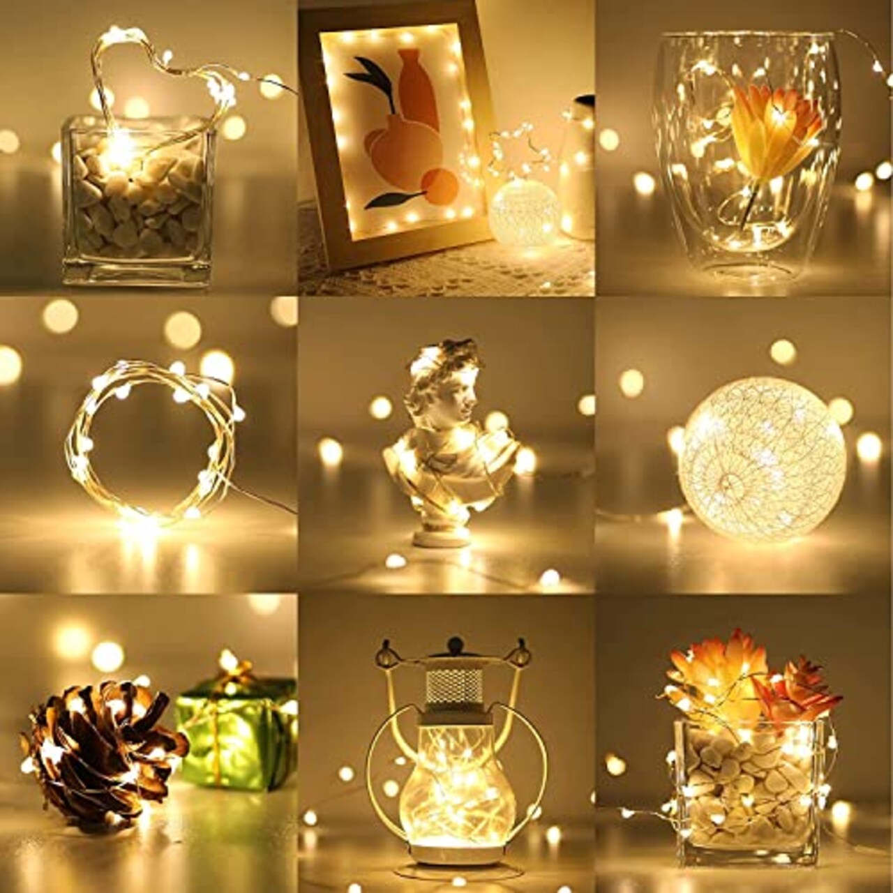 20 LED Fairy Lights Battery Operated Mini String Lights, Small Pixie Lights for Mason Jars, Crafts, DIY Wedding Party Centerpieces, Bedroom Wall Vines Holiday Garland, 8 Pack